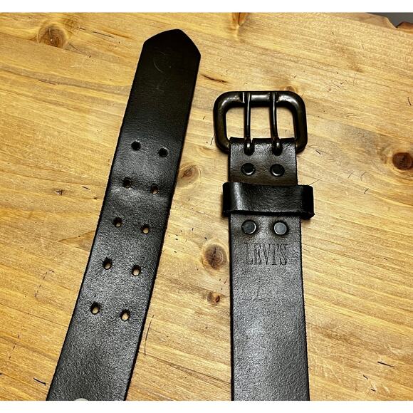 Levi's Split Cowhide Belt Dark Brown 30/75 Dark Metal Buckle Pre-Owned - Picture 1 of 4